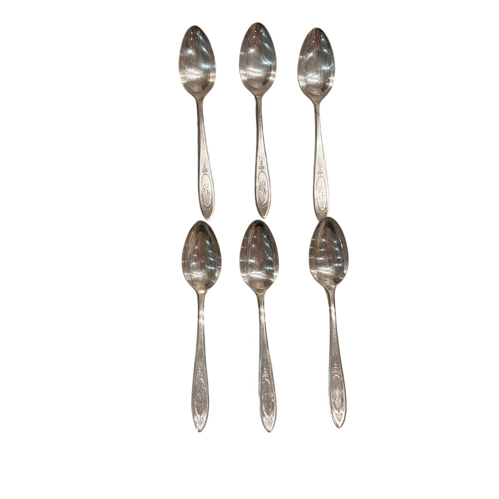 Community Plate (Onieda) ADAM Bouillon Spoons Set of 6 1917 Pattern Monogrammed